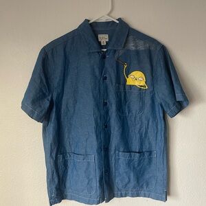 Blue j crew customized adventure time Jake blue button short sleeve size M